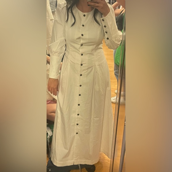 NWT Reformation Halia midi shirt Dress velvet buttons a line poplin cotton - Picture 16 of 16